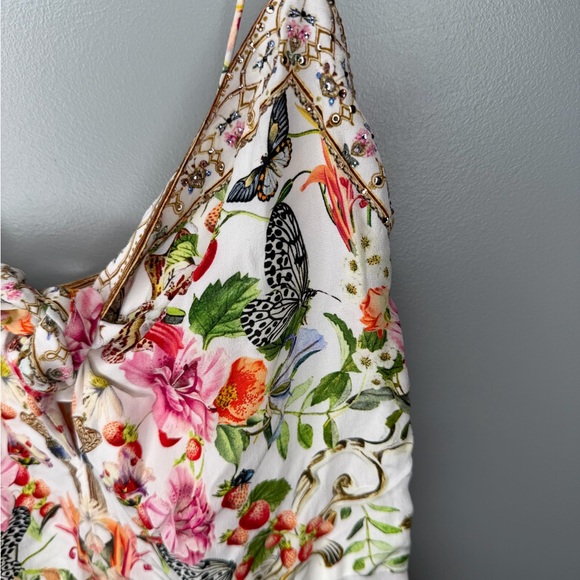 NWT Camilla Long Dress Tie Front - Rose Garden Runaways - Silk - Picture 8 of 16